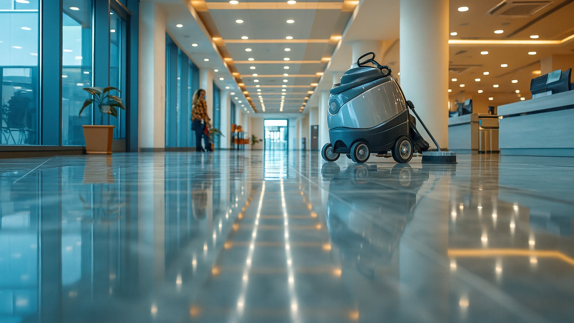 Clean polished commercial floor