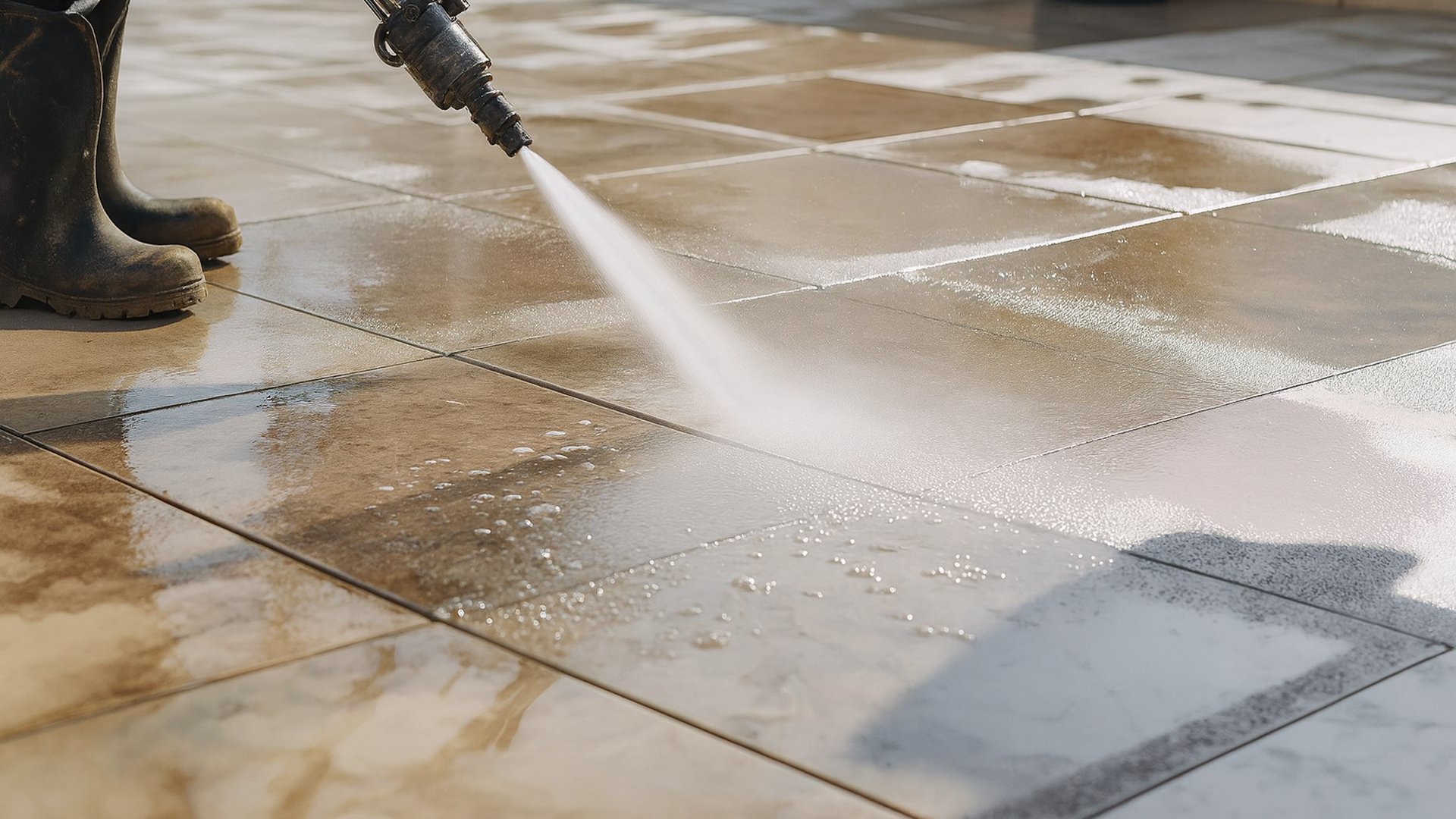 Pressure washing commercial exterior
